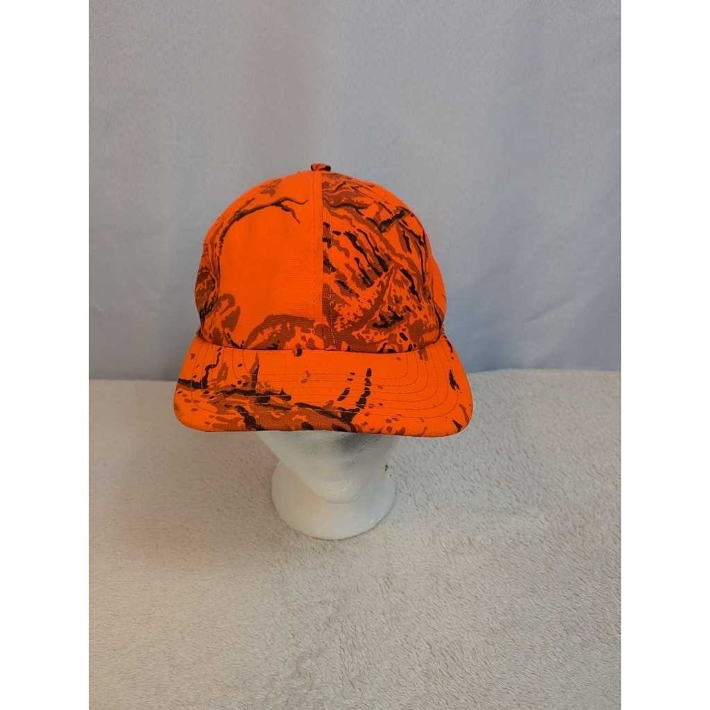 Orange Camo Hunting Baseball Cap One Size Fits All Made in USA‎